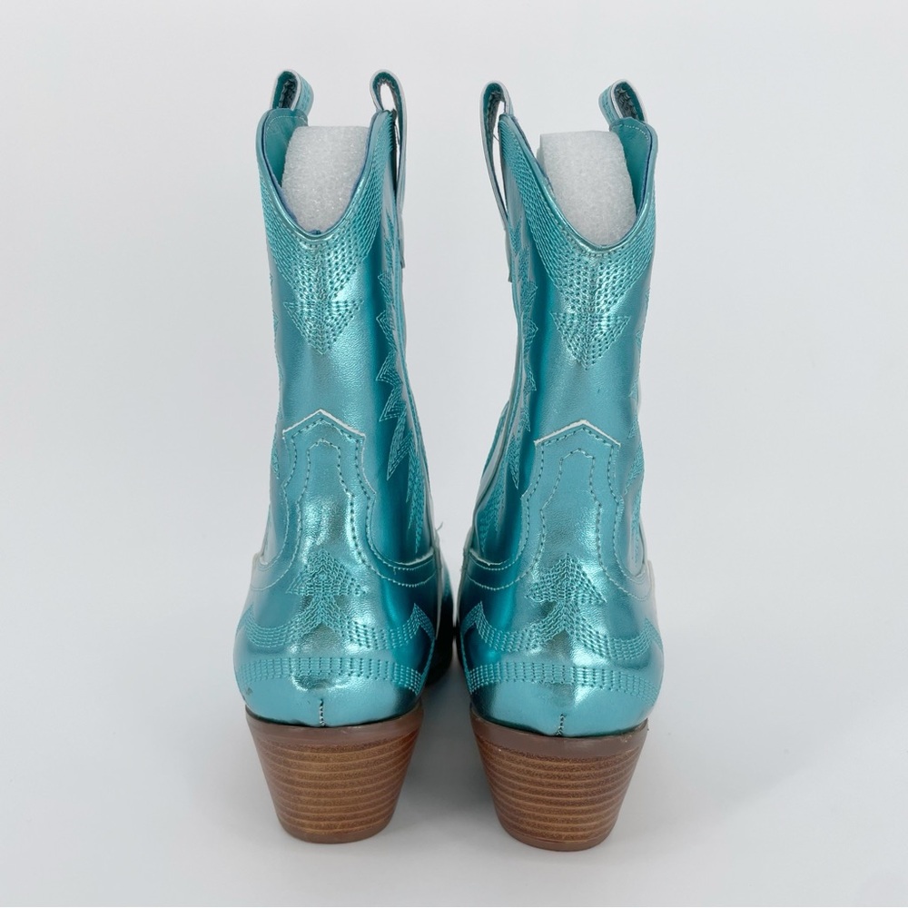 Cushionaire Cowboy Blue Metallic Western Boot Leon Pointed Mid Calf Memory Foam - Picture 6 of 8
